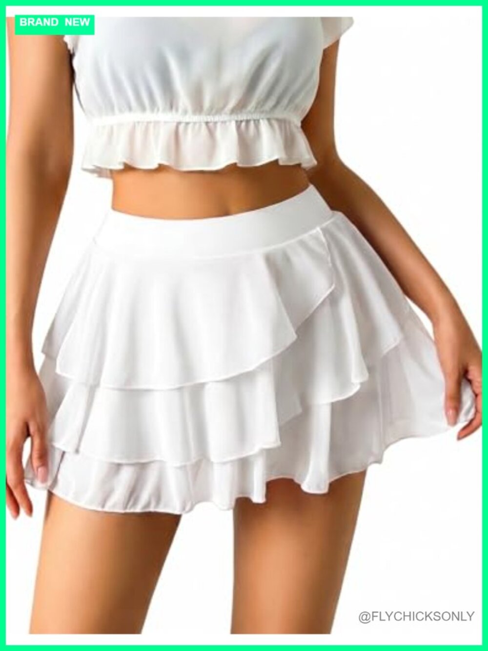 Layered Mesh Mini Skirt with Built-in Shorts Ruffle Hem